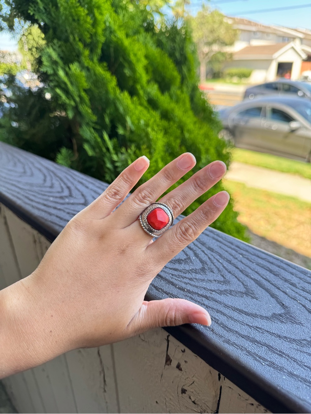 Silpada Sterling Silver  925  with Red coral The Samba  ring size 6 1/2